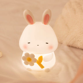 Huggwaii Squishy Silicone Sleepy Bunny LED Night Light - Perfect Gift for Kids and Girls