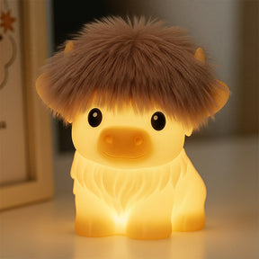 Huggwaii Highland Cow Silicone Squishy LED Night Light - Perfect Gift for Kids and Girls