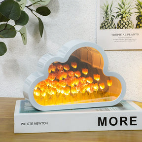 Handcrafted DIY Cloud Tulips Mirror LED Night Light For Gift USB plug Plug-In Tulips Lamp