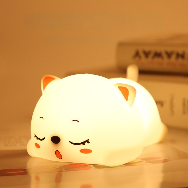 Huggwaii Squishy Silicone Purring Cat LED Night Light - Perfect Gift for Kids and Girls