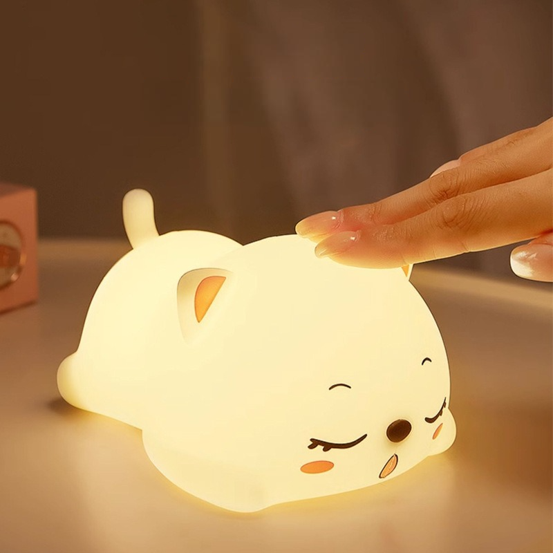 Huggwaii Squishy Silicone Purring Cat LED Night Light - Perfect Gift for Kids and Girls