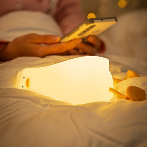 Huggwaii Squishy Silicone Lazy Duck LED Night Light - Perfect Gift for Kids and Girls