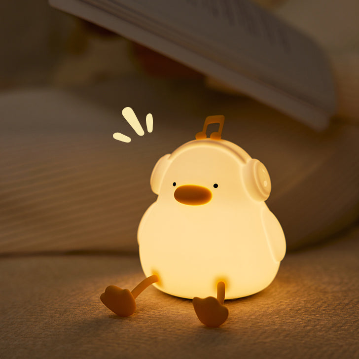 Huggwaii Squishy Silicone Musical Duck LED Night Light - Perfect Gift for Kids and Girls