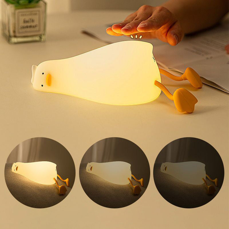 Huggwaii Squishy Silicone Lazy Duck LED Night Light - Perfect Gift for Kids and Girls