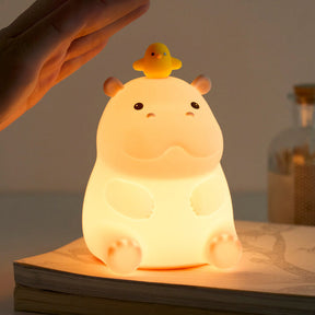 Huggwaii Hippo with Duck Adorable  Squishy Silicone Night Light Perfect Gift