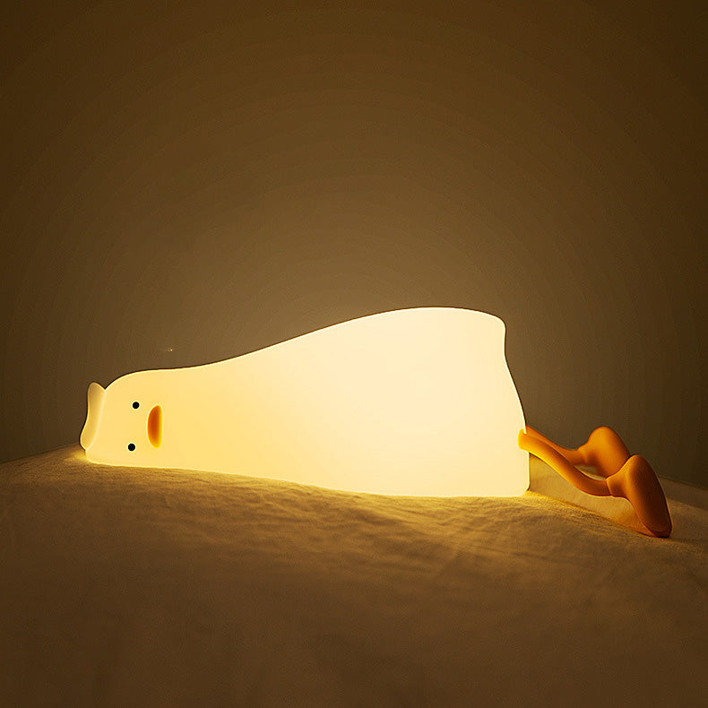 Huggwaii Squishy Silicone Lazy Duck LED Night Light - Perfect Gift for Kids and Girls