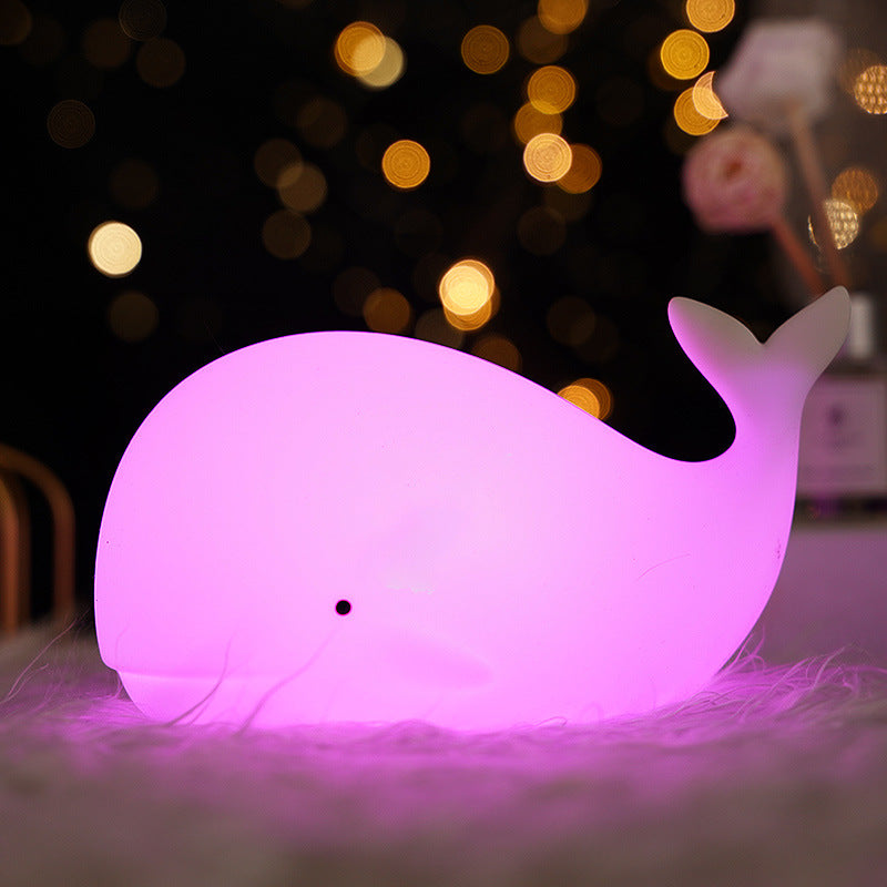 Huggwaii Squishy Silicone Whale LED Night Light - Perfect Gift for Kids and Girls