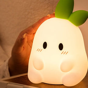 Huggwaii Squishy Silicone Cute Radish LED Night Light - Perfect Gift for Kids and Girls