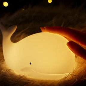 Huggwaii Squishy Silicone Whale LED Night Light - Perfect Gift for Kids and Girls