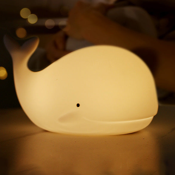Huggwaii Squishy Silicone Whale LED Night Light - Perfect Gift for Kids and Girls