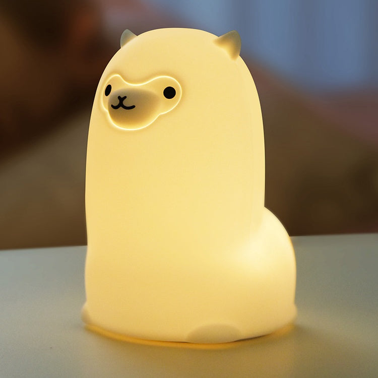 Huggwaii Squishy Silicone Alpaca LED Night Light - Perfect Gift for Kids and Girls