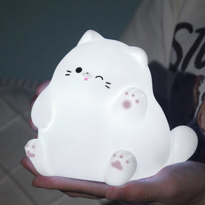 Huggwaii Squishy Silicone Waving Cat LED Night Light - Perfect Gift for Kids and Girls