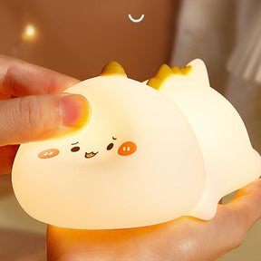 Squishy Silicone Frowning Dinosaur LED Night Light - Perfect Gift for Kids and Girls