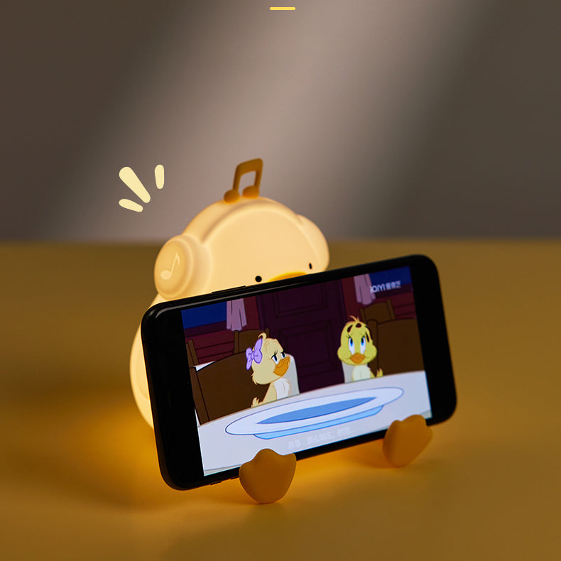 Huggwaii Squishy Silicone Musical Duck LED Night Light - Perfect Gift for Kids and Girls