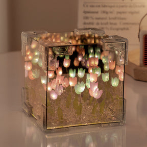 Handcrafted DIY Tulips Mirror LED Night Light For Gift USB plug Plug-In Tulips Lamp