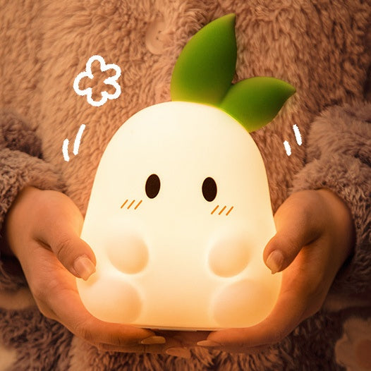 Huggwaii Squishy Silicone Cute Radish LED Night Light - Perfect Gift for Kids and Girls