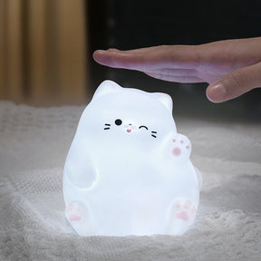 Huggwaii Squishy Silicone Waving Cat LED Night Light - Perfect Gift for Kids and Girls