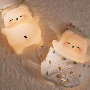 Huggwaii Breathing Bear Snuggly  Squishy Silicone Sleeping Companion Sound LED Night Light Perfect Gift