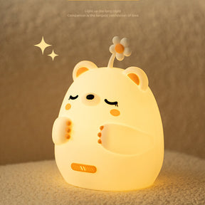 Huggwaii Breathing Bear Snuggly  Squishy Silicone Sleeping Companion Sound LED Night Light Perfect Gift