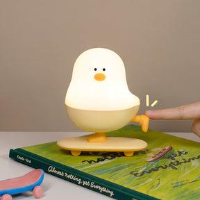 Squishy Silicone Skateboarding Chicken LED Night Light - Perfect Gift for Kids and Girls