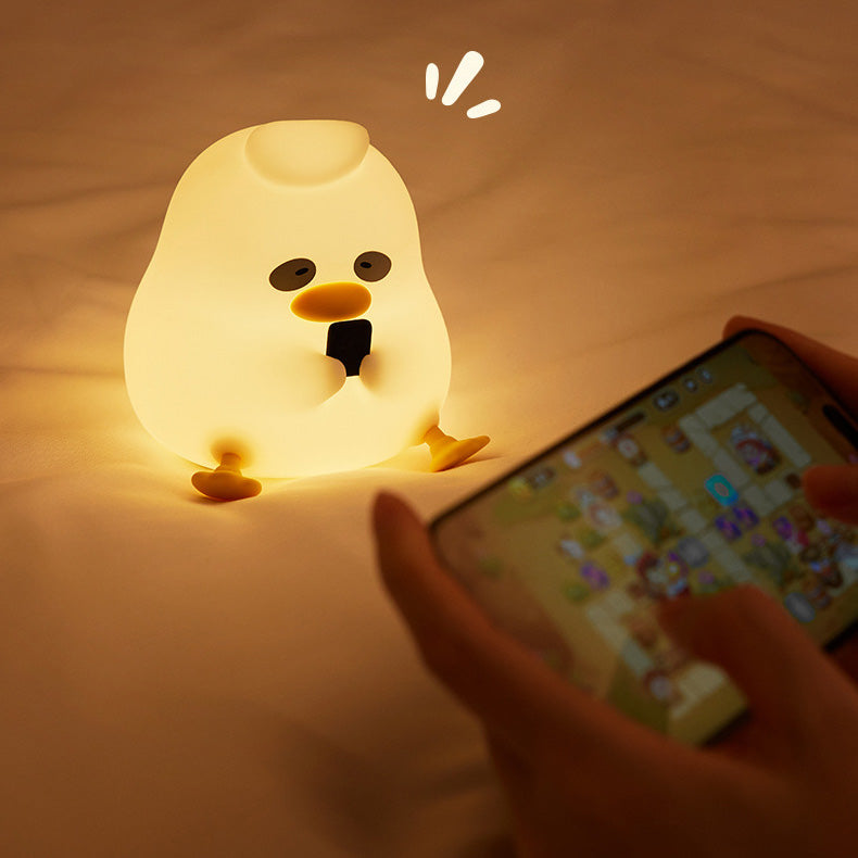 Huggwaii Squishy Silicone Night Owl Duck LED Night Light - Perfect Gift for Kids and Girls