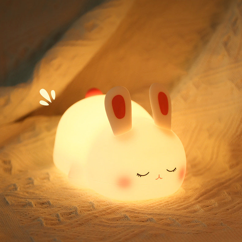 Huggwaii Squishy Silicone Cute Lying Bunny LED Night Light - Perfect Gift for Kids and Girls
