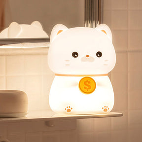 Huggwaii Squishy Silicone Kitten with Coin LED Night Light - Perfect Gift for Kids and Girls