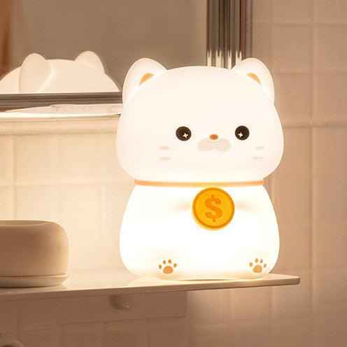 Huggwaii Squishy Silicone Kitten with Coin LED Night Light - Perfect Gift for Kids and Girls