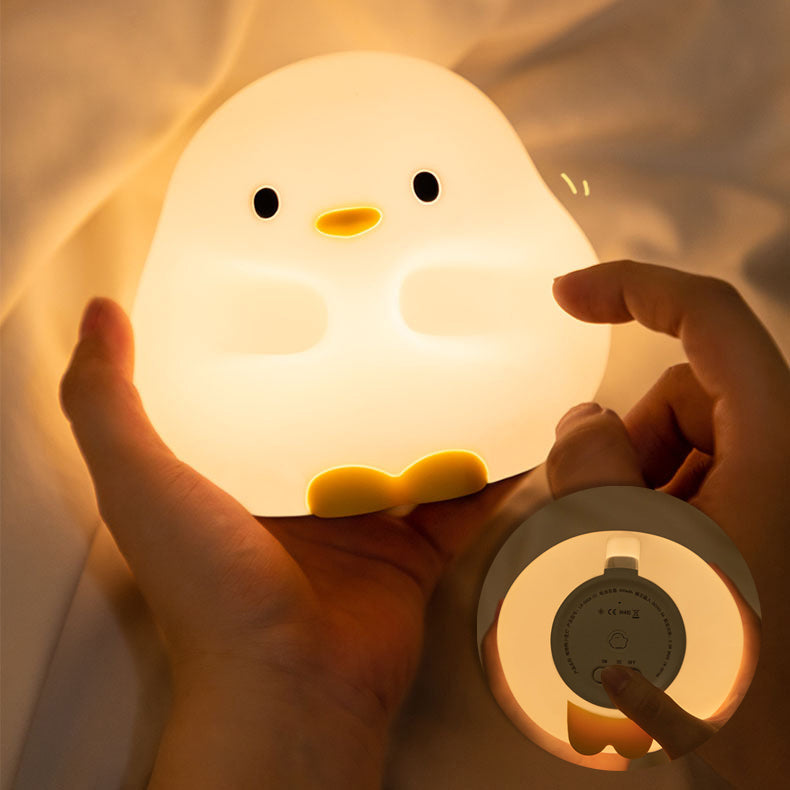Huggwaii Snuggly Duck Night Light LED Squishy Silicone Tap Lamp Best Gift for Baby and Girl