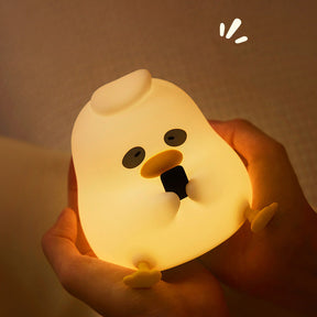 Huggwaii Squishy Silicone Night Owl Duck LED Night Light - Perfect Gift for Kids and Girls