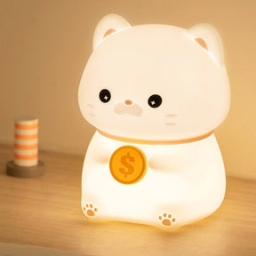 Huggwaii Squishy Silicone Kitten with Coin LED Night Light - Perfect Gift for Kids and Girls
