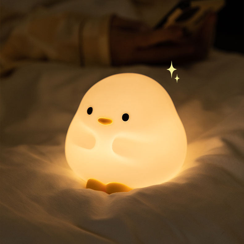 Huggwaii Snuggly Duck Night Light LED Squishy Silicone Tap Lamp Best Gift for Baby and Girl