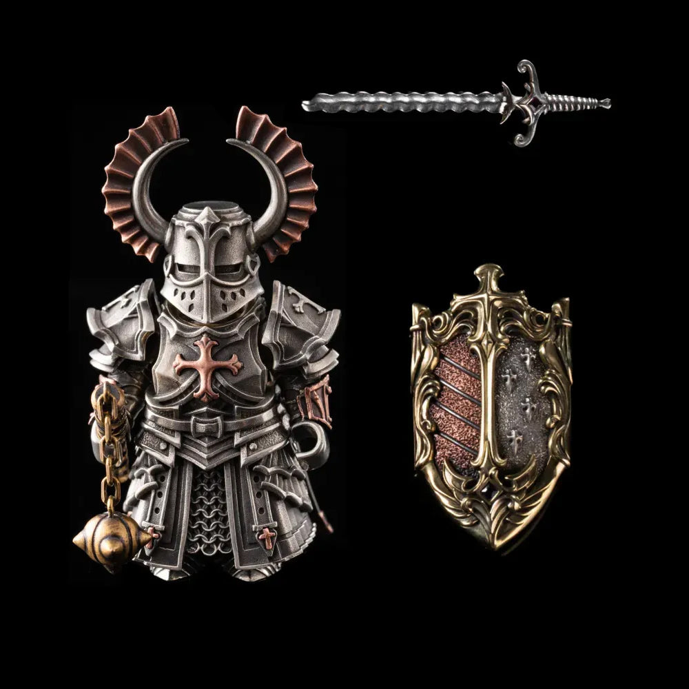Crusader Figurine Detachable Bronze Bull-Helm Knight Statue