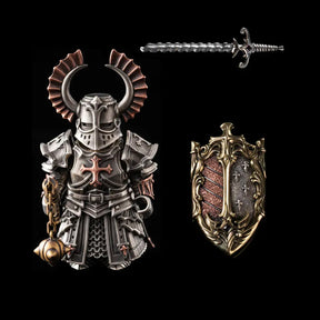 Crusader Figurine Detachable Bronze Bull-Helm Knight Statue