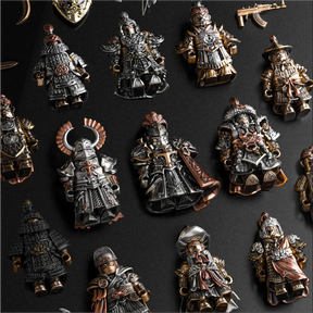 Crusader Figurine Detachable Bronze Bull-Helm Knight Statue Set
