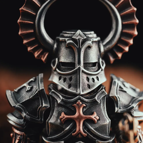 Crusader Figurine Detachable Bronze Bull-Helm Knight Statue