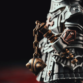 Crusader Figurine Detachable Bronze Bull-Helm Knight Statue Set