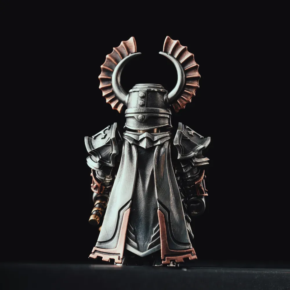 Crusader Figurine Detachable Bronze Bull-Helm Knight Statue Set