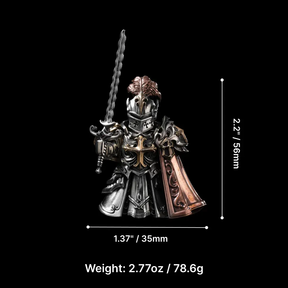Crusader Figurine Detachable Bronze Bull-Helm Knight Statue Set