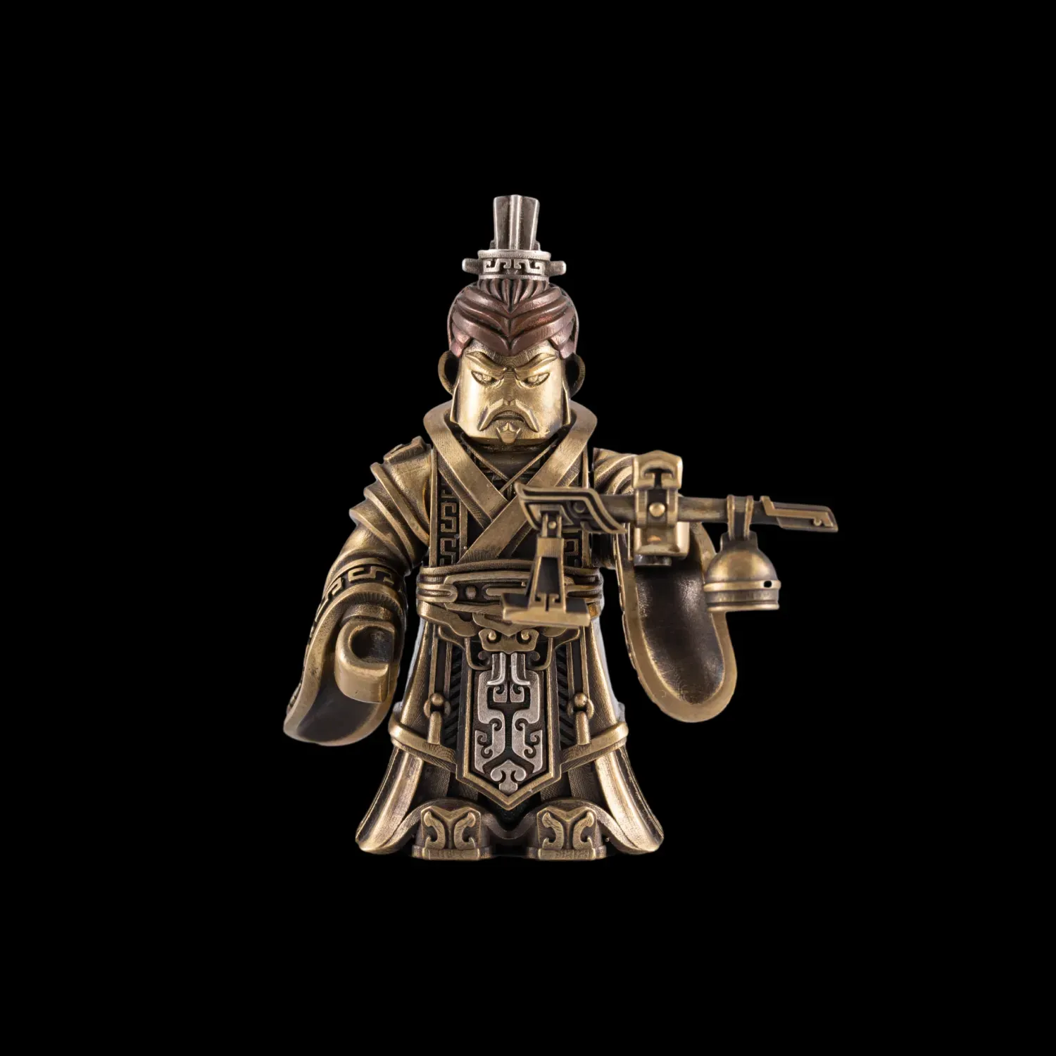Crusader Figurine Detachable Bronze Bull-Helm Knight Statue Set