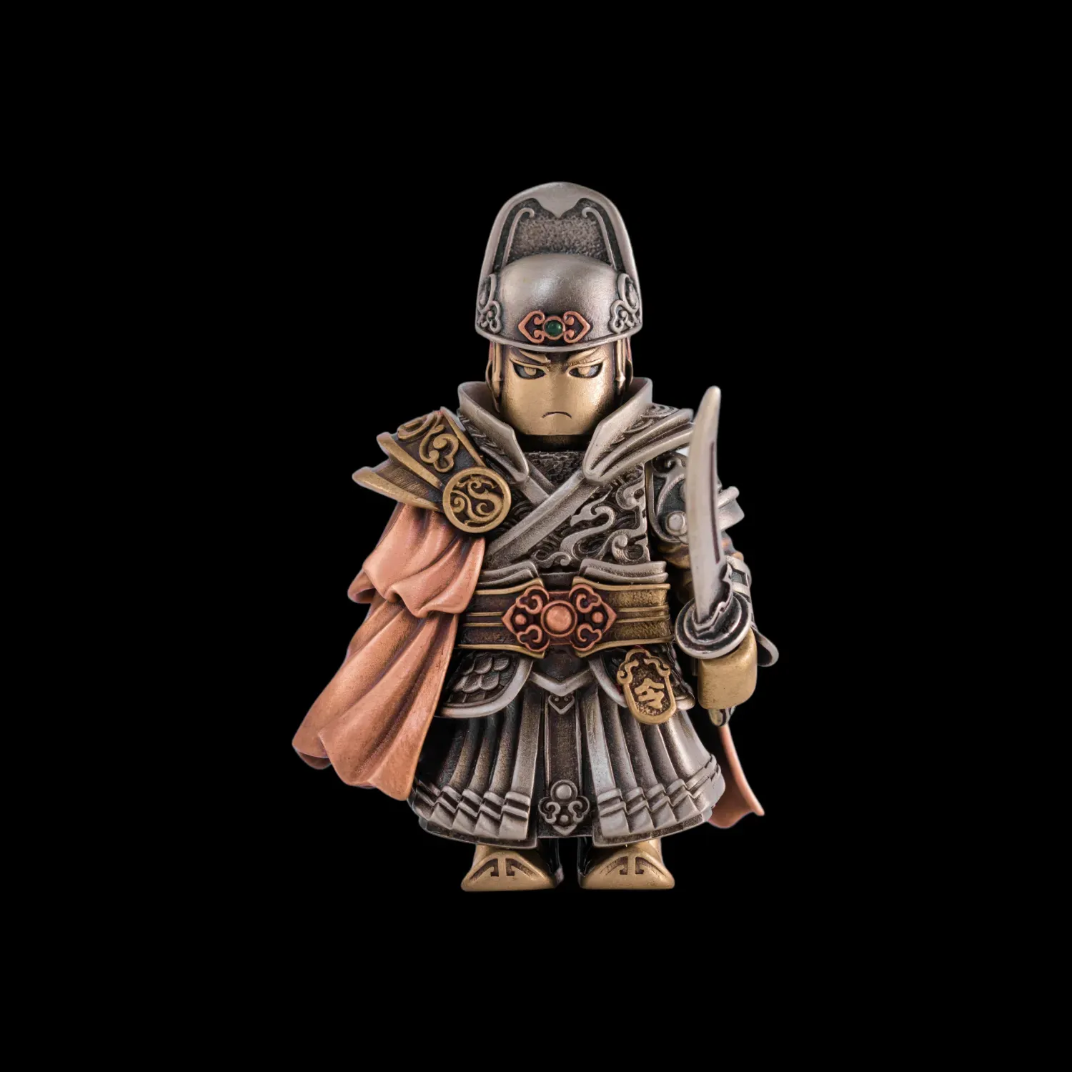 Crusader Figurine Detachable Bronze Bull-Helm Knight Statue Set
