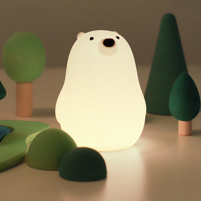 Huggwaii Breathing Bear Snuggly  Squishy Silicone Sleeping Companion Sound LED Night Light Perfect Gift