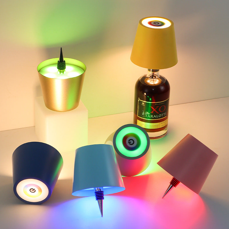 Bottle Stopper LED Lamp – Portable Rechargeable Wine Bottle Light, Stepless Dimming, 10 Color Modes, Type-C Charging
