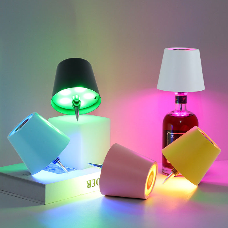 Bottle Stopper LED Lamp – Portable Rechargeable Wine Bottle Light, Stepless Dimming, 10 Color Modes, Type-C Charging