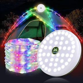 RGB Camping Lights Disk Light with Retractable LED Strip Magnetic & Portable